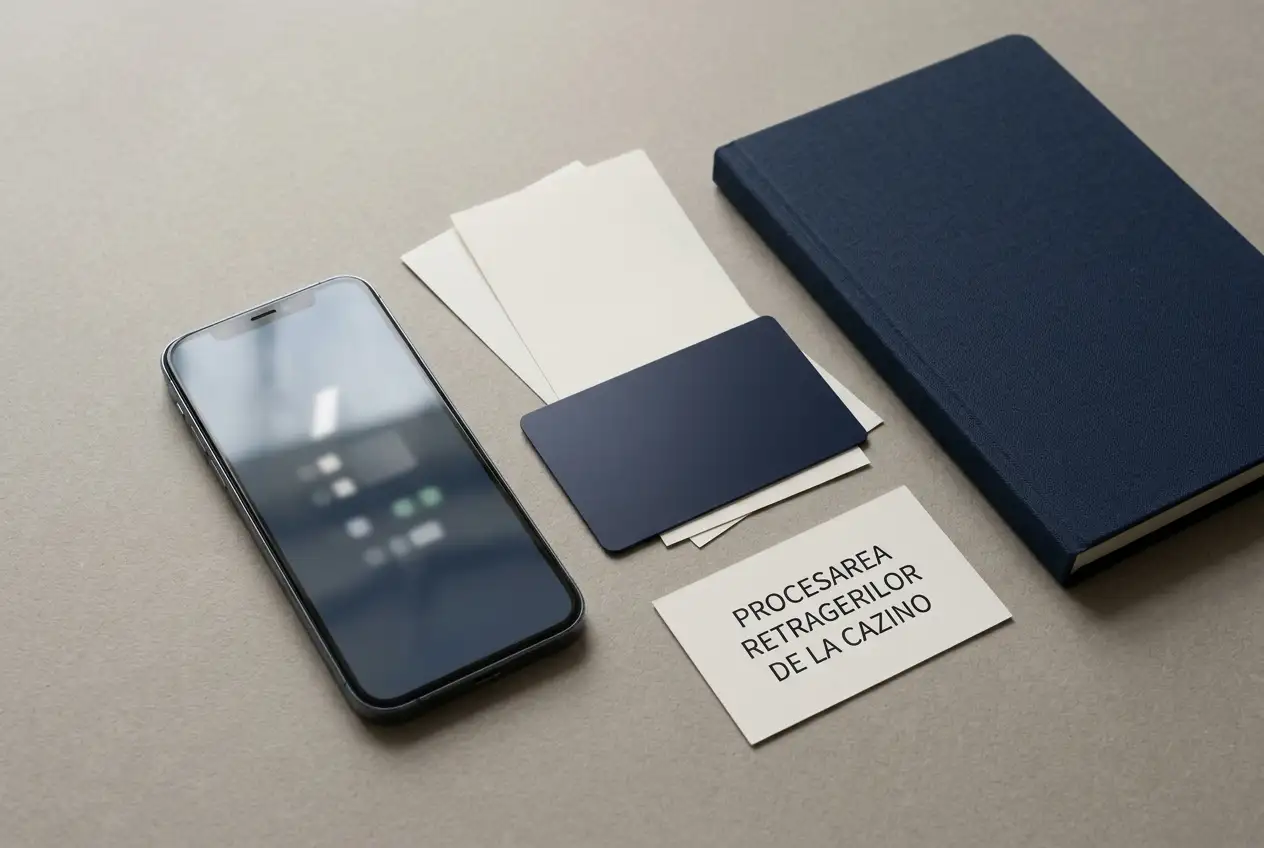 Telefon și documente de plată neutre lângă un card bancar pe un birou.